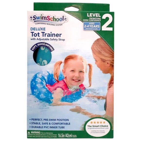 SWIM SCHOOL DELUXE TOT TRAINER WITH SAFETY STRAP NEW IN BOX GIRLS PINK - Picture 1 of 2
